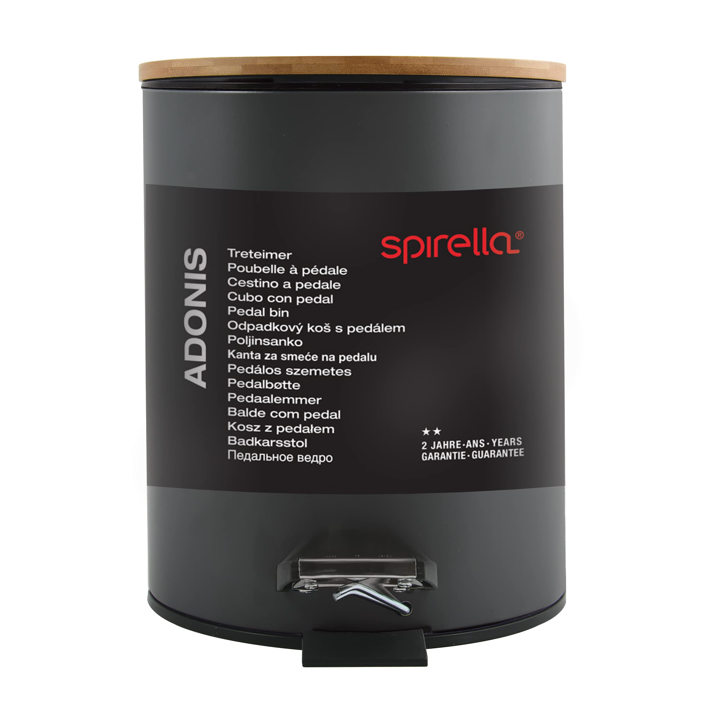 Spirella Adonis Cosmetic Bin, 3 Litres, Stainless Steel, Bamboo with Soft-Close Mechanism and Inner Bucket, Bathroom Bin - Image 2