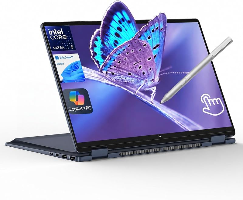 OmniBook X Flip 14 2-in-1 Laptop, Laptop Touchscreen 14" WUXGA IPS, Intel 8-core Ultra 5 226V, Intel Arc 130V GPU, 16GB RAM 512GB SSD, Thunderbolt 4, Windows 11 Home with Stylus Pen