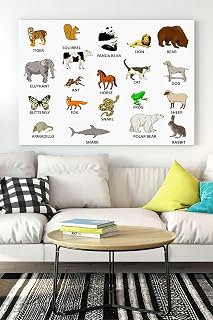 Postermanya (pster16285) Ingilizce Hayvanlar Eğitim Kanvas Tablo 50 x 70