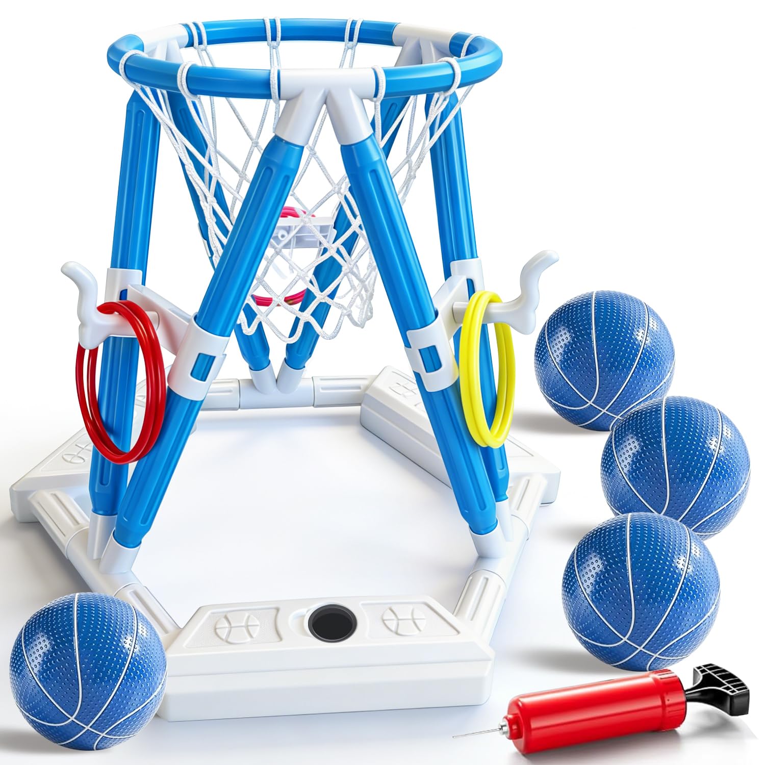 Photo 1 of 2-in-1 Pool Basketball Hoop & Ring Games, Summer Water Outdoor Party Pool Toys for Kids Ages 4-8, 8-12, Summer Outdoor Water Toys Pool Games for Adults and Family Birthday Pool Basketball Games Toys