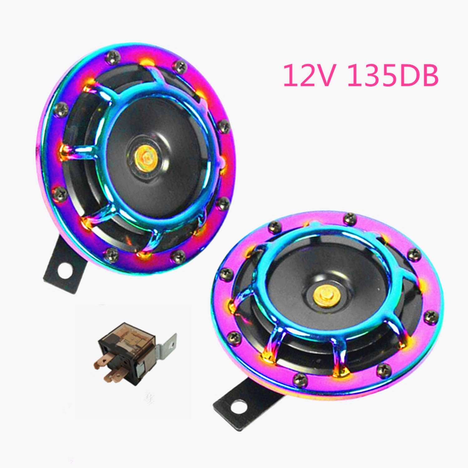 AIHOME Car Electric Horn Double Speakers 135DB Car Horn Universal Vehicle Horn Chrome Super Tone Loudspeaker High/Low Tone Metal Twin Horn Kit with with Bracket for Any 12V Moto Car Truck SUV etc : Automotive