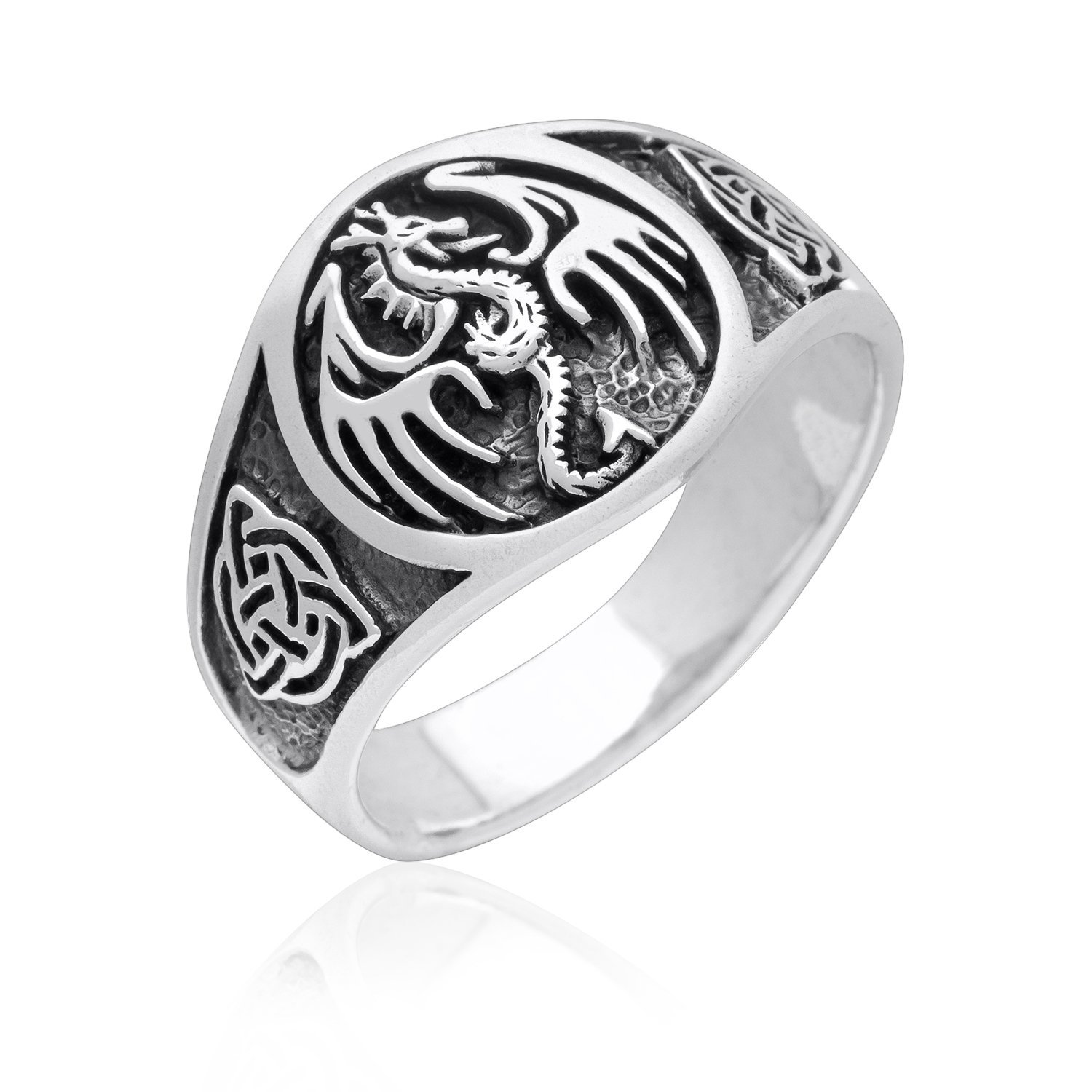 Viking Dragon Jormungand Game of Thrones Celtic Band Ring 925 Sterling Silver