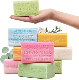 Australian Botanical Soap Variety Pack: 8 Triple Milled 6.6oz Bars with Organic Shea Butter, Natural Scents for All Skin Types