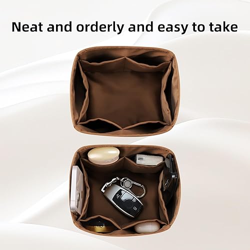 Miniatura 3 de DGAZ Organizador de bolso, sedoso y suave, seda, bolso de mano de lujo en moldeadores de bolsa, para mujer, se adapta a picotin1822 bolsas (dorado,