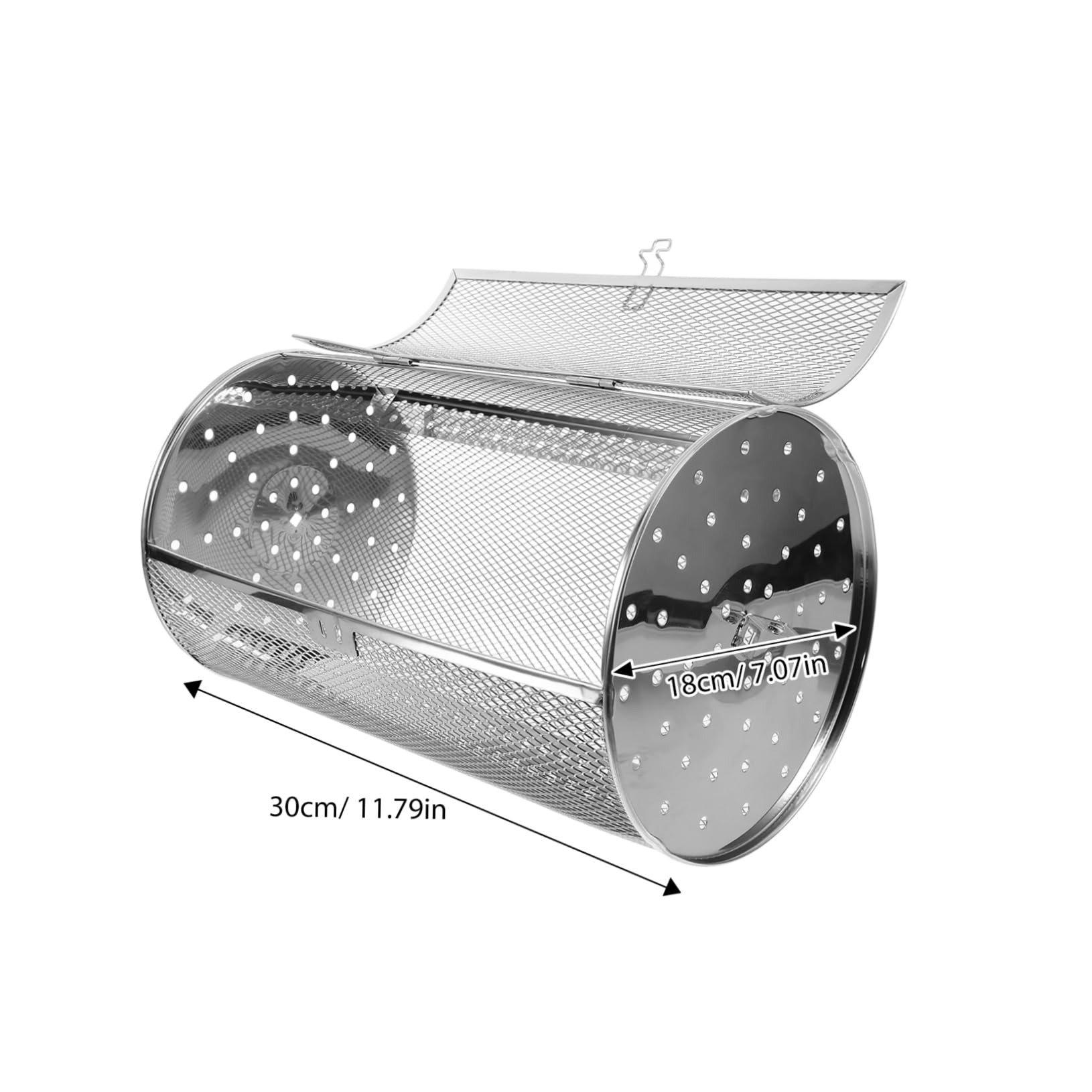 INOOMP Rotary Grilled Cage for Oven Rotating Stainless Steel Barbecue Basket with Unique Door Design for Even Heating and Access for Nuts and Bbq Dishes