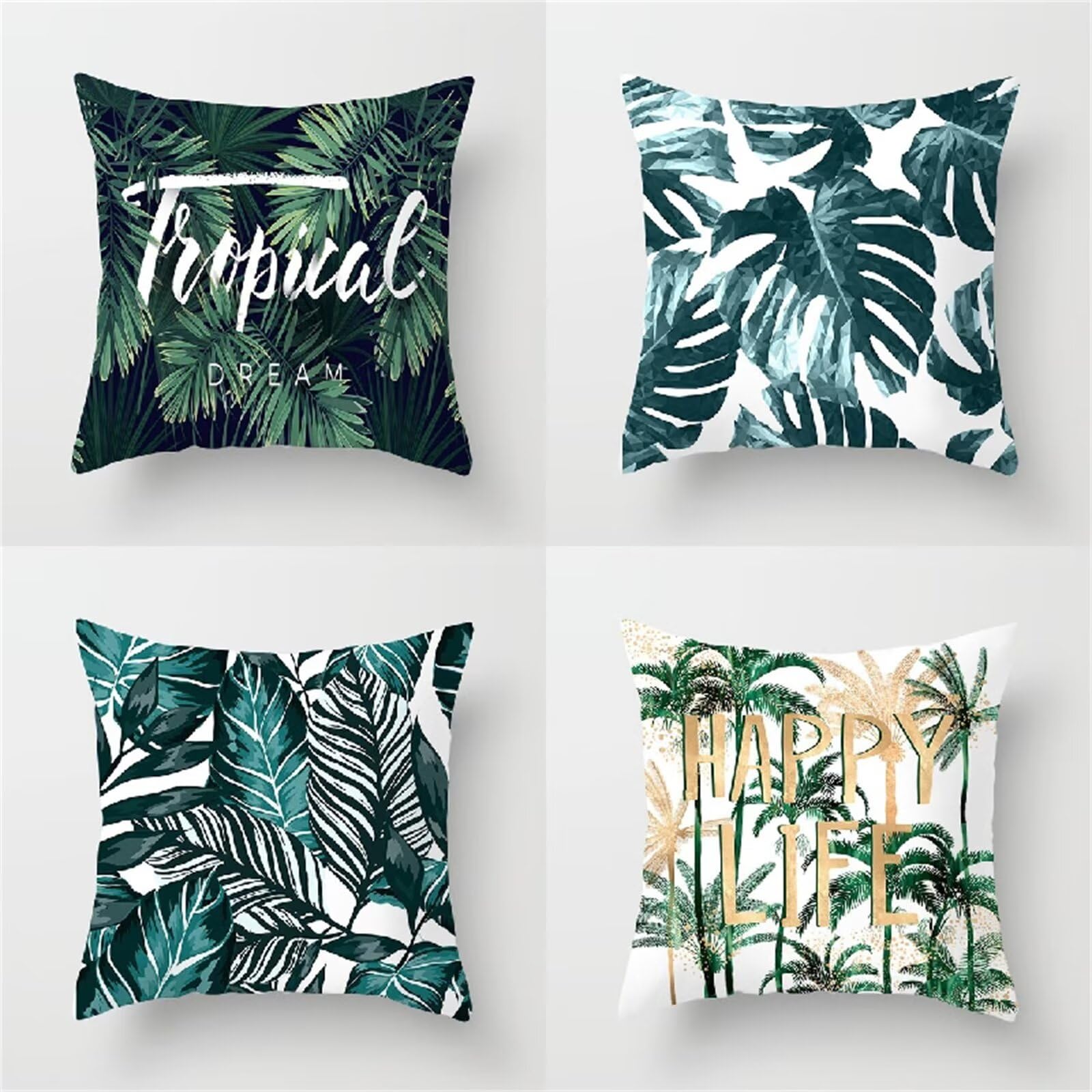Juego de 4 Fundas de Cojines 50x50cm,Cuadrado Doble Cara Suave Verde Salvia Fundas Cojines Sofa,Cojines con Cremallera Invisible,para Sala Sofá Cama Exterior Decoracion Hogar Almohada ZW1-322