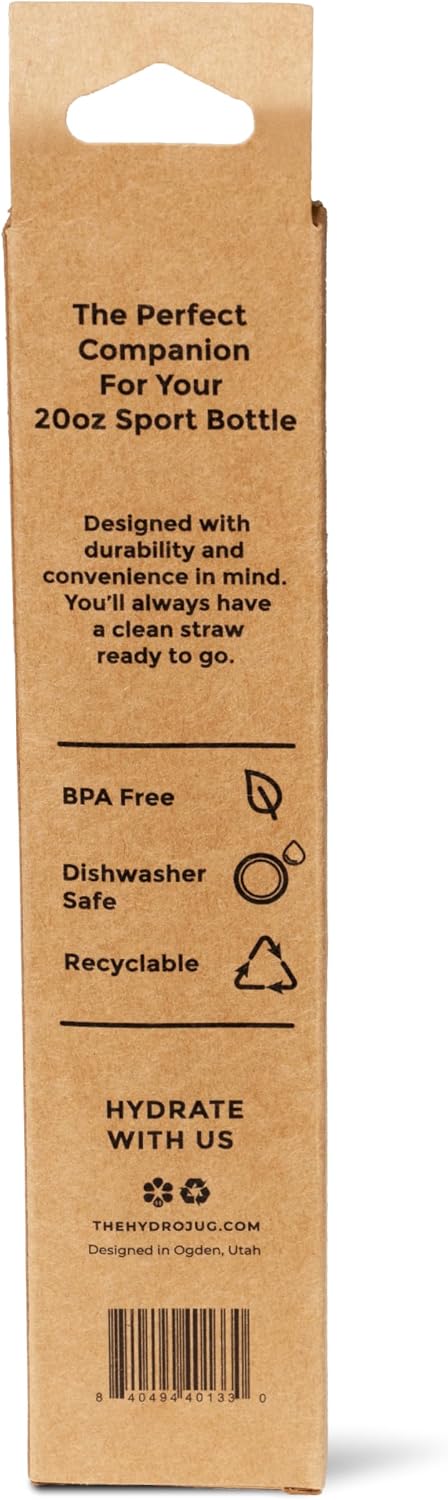 Hydrojug Eco-Friendly Reusable Straws – Ideal for 20 oz, 32 oz, 40 oz Sport Bottles – Dishwasher Safe & BPA-Free