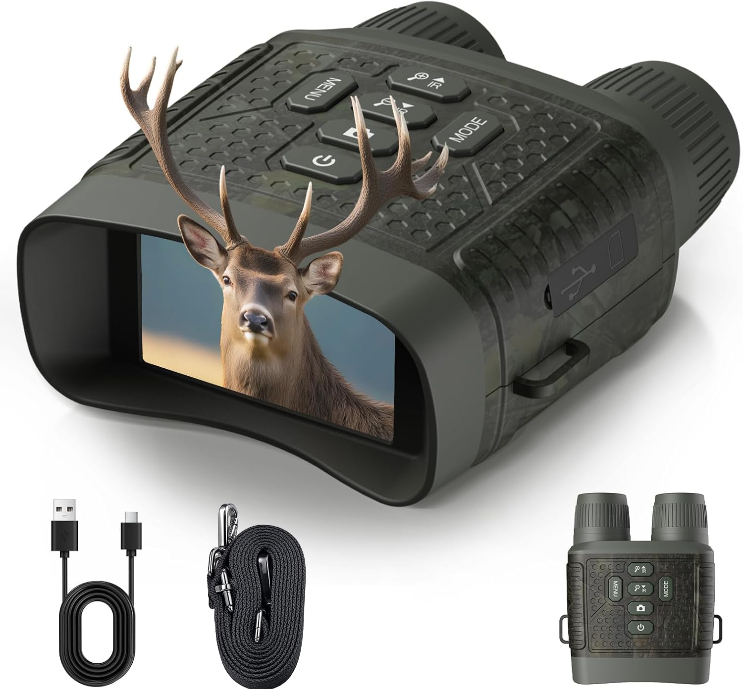 Jumelles Vision Nocturne 4K 48MP avec Zoom 10x, Batterie 5000mAh Rechargeable, Portée 400m, pour Chasse, Observation Animale, Camping et Sécurité