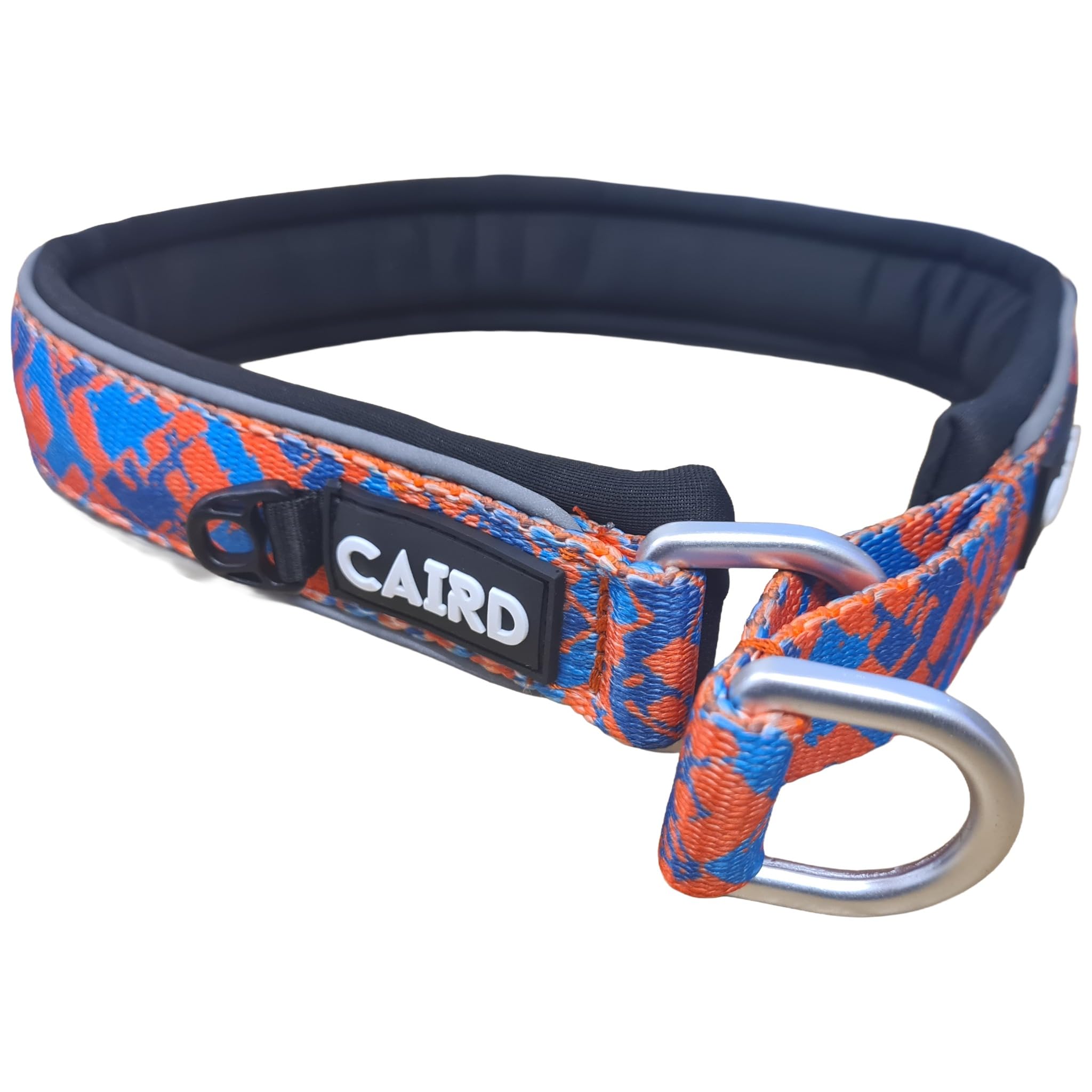 CAIRD Slip Dog Collar – Reflective Martingale Training Collar with Aluminium D-Ring, Padded Nylon Webbing, No-Choke Control, Track Design (Small: 35–40 cm)