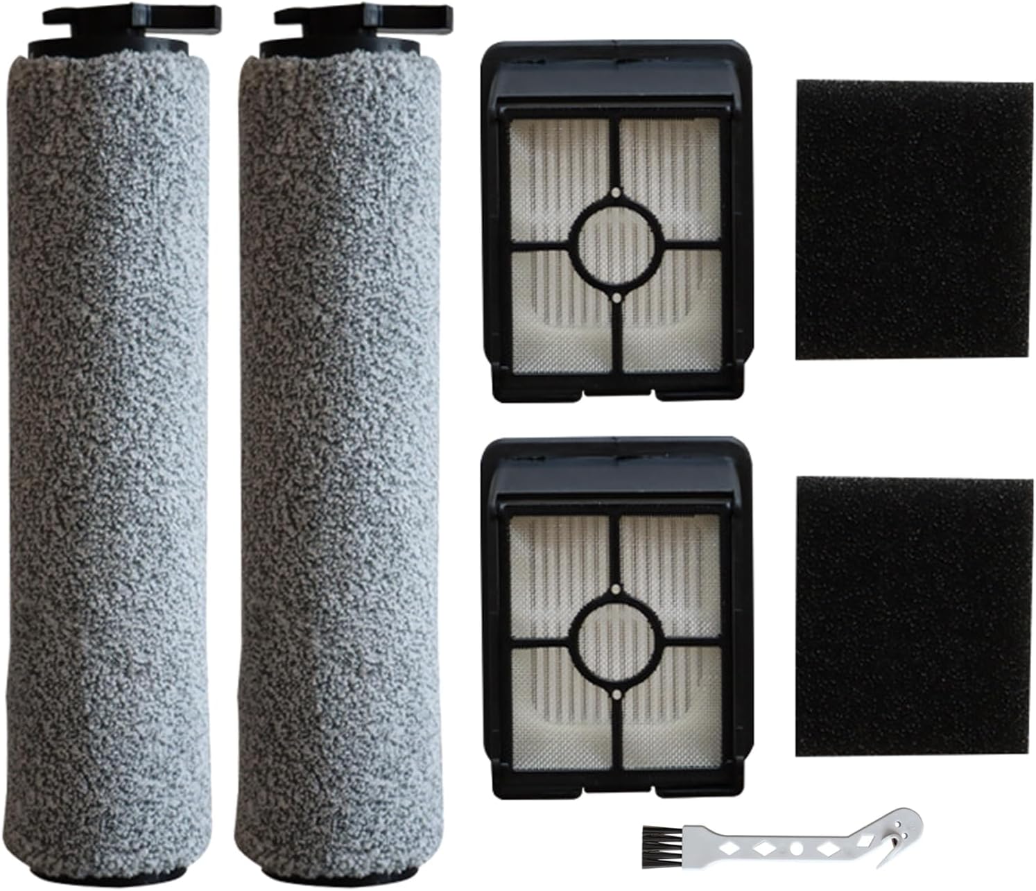 kingsea Replacement Brush Rollers with Hepa Filters Compatible with Bissell Crosswave HF3 3649A Cordless Wet Dry Vacuum Cleaner (2 Roller+2 Filters+1 Brush)