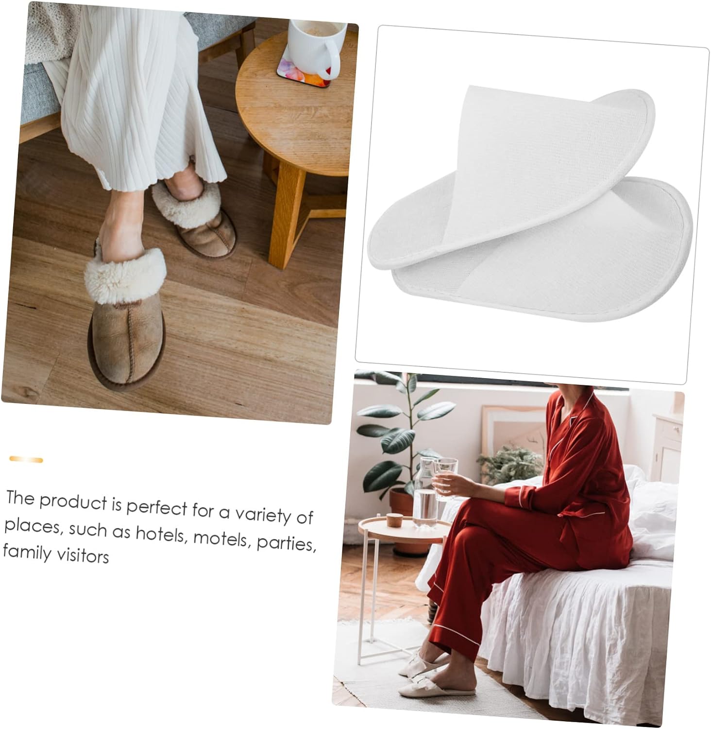 12pairs Disposable Travel Slippers Hotel Guest Spa Slippers Slip Soft for House Motel Spa Beauty Salon