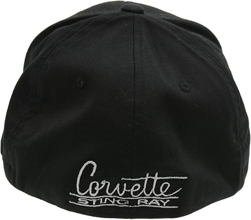 Miniatura 4 de 1967 Corvette Black Flex Fit Sombrero con emblema C2 (LXL) Se adapta a 7-38"-7-58", Negro -