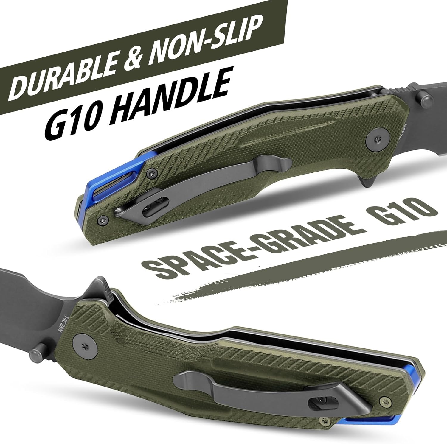 FINTISO Pocket Knife, 3.26" Premium 14C28N Blade G10 Handle with Fire Starter Function, Folding Knife with Pocket Clip for Men Women, EDC Knife for Outdoor Camping, Hunting, Hiking, Survival, Falcon Series