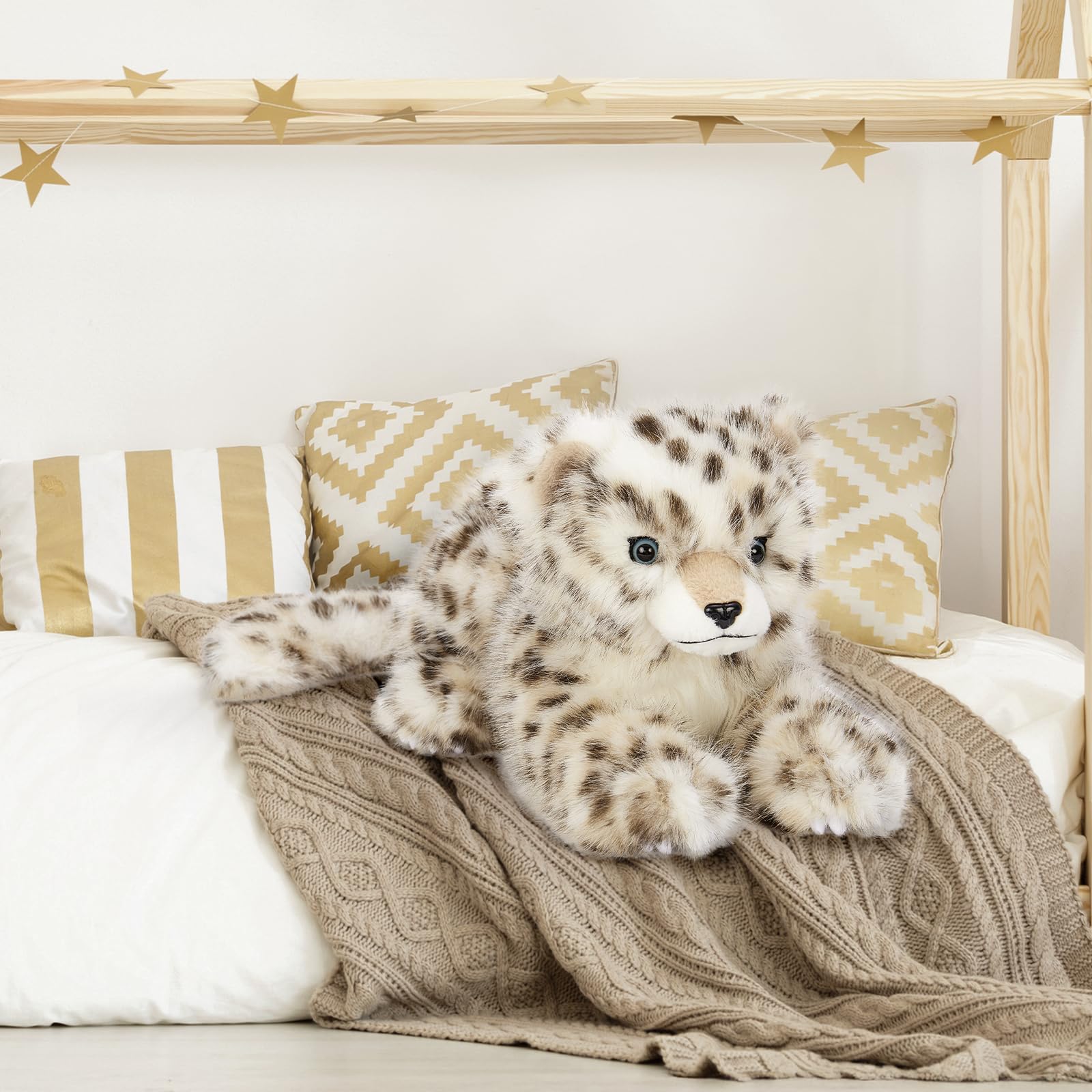 MaoGoLan 35 inch Snow Leopard Stuffed Animal Giant Leopard Toy for Kids, Realistic Plush Jungle Animals Cheetah Lion Tiger, Christmas Easter Valentine's Day Birthday Gift