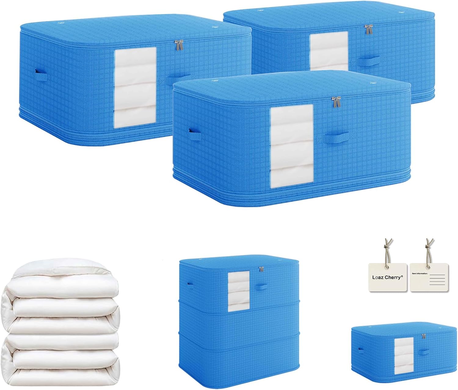 5-piece compressed clothes storage bags, foldable wardrobe storage bags, large-capacity with handles, suitable for sweaters, bed sheets, blankets, down quilts, pillows, toys, etc.gray