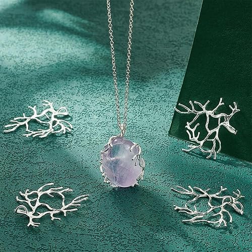Miniatura 4 de NBEADS 10 Pcs Branch Shape Blanks Prong Pendant Settings, Handmade Claw Pendant Tray Bezel Pendant Trays Metal Pendant for DIY Crafs Necklace
