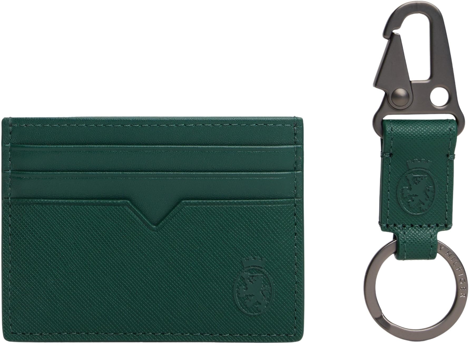 Tommy Hilfiger Men's TH Crest CC Holder & FOB AM0AM13779 Gift Pack, Green (Ornamental Green), One Size