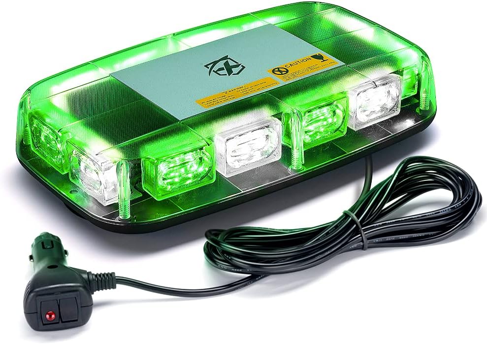 Xprite 12" Roof Top Mini Strobe Light Bar Magnetic Mount Emergency Safety Warning Caution Flashing Beacon Lights for Construction Vehicles Snow Plow Tow Trucks Postal Mail Cars (White Amber) : Automotive