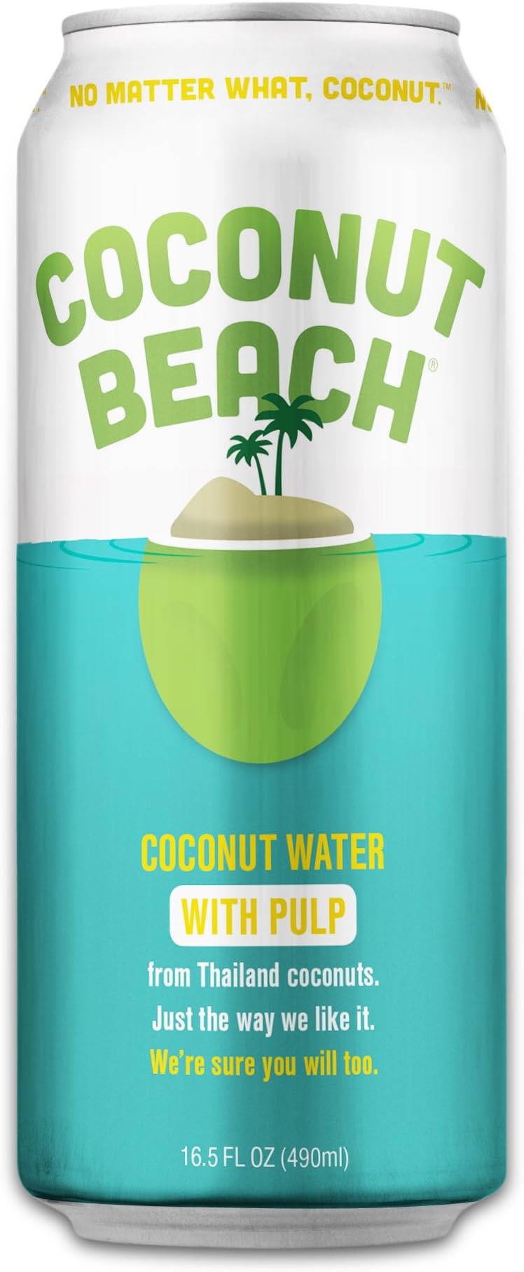 Coconut Beach Coconut Water With Pulp, 16.5 Ounce, (Count of 12)