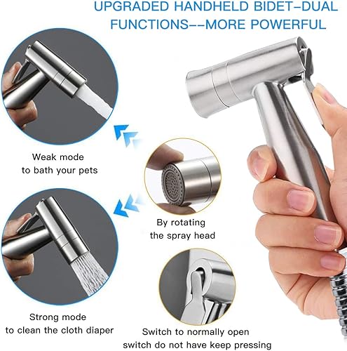 Miniatura 2 de Soosi - Pulverizador de bidé de mano para inodoro, cabezal rociador de doble modo (jetsuave), rociador de pañales de tela para bebé, bidé para