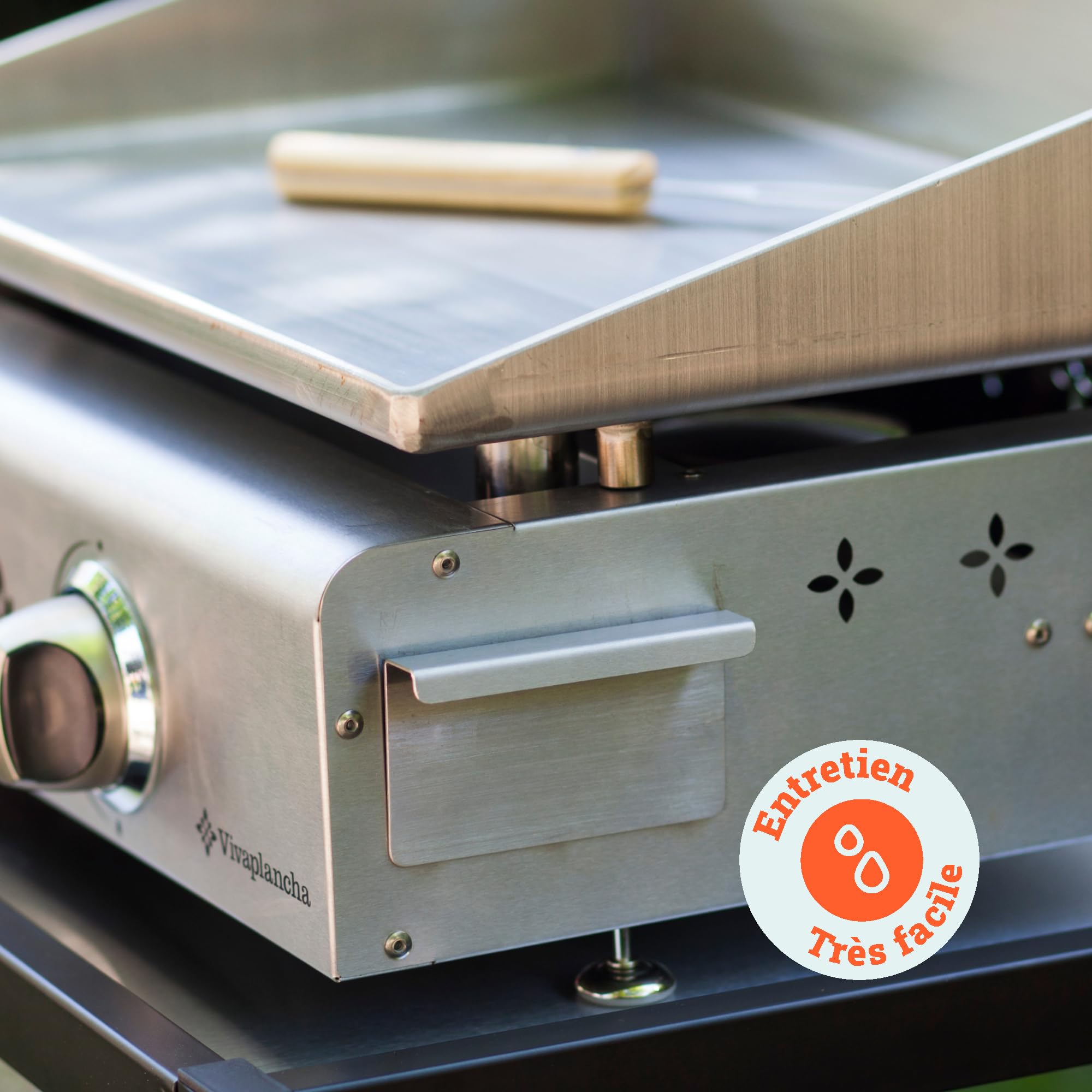 LOER Vivaplancha Plancha Gaz Tout INOX 2 Feux 5 KW - Anti-adhésive et Nettoyage Facile modèle Flamenco