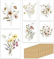 HongyiTime 30 Pack Blank Greeting Cards 4x6 with Envelopes - 6 Assorted Floral Designs, Self-Seal Note Cards for Any Occasion