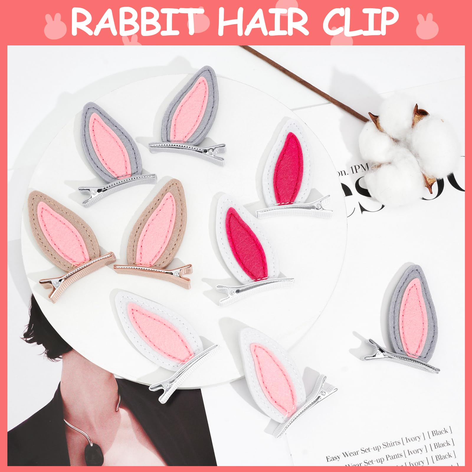 Amazon.com : 16 Pcs Bunny Ear Hair Clips Rabbit Ears, Animal  display picture 1