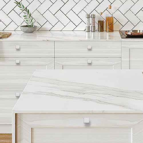 Miniatura 7 de Home Expert Paquete de 5 pomos de gabinete de cocina, pomos plateados para cajones de tocador, accesorios de cocina cepillados para armarios,