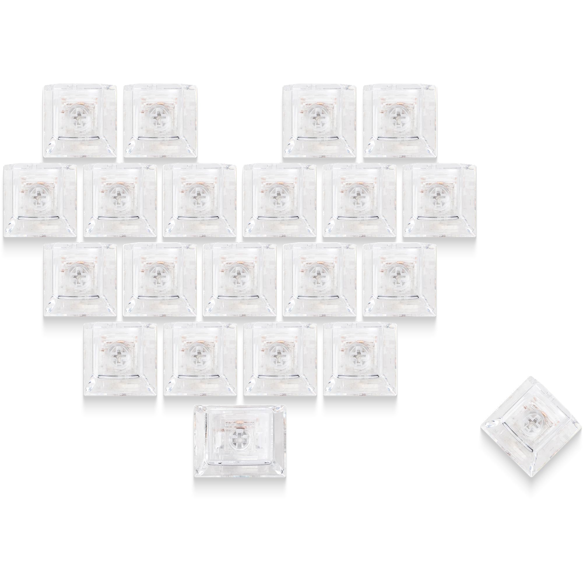 GMKWTL XVX Blank Crystal Transparent Keycaps, PC Material Custom DIY Sweet Heart Keyboard Caps, Backlit Clear Candy Keycap Cherry Profile for MX