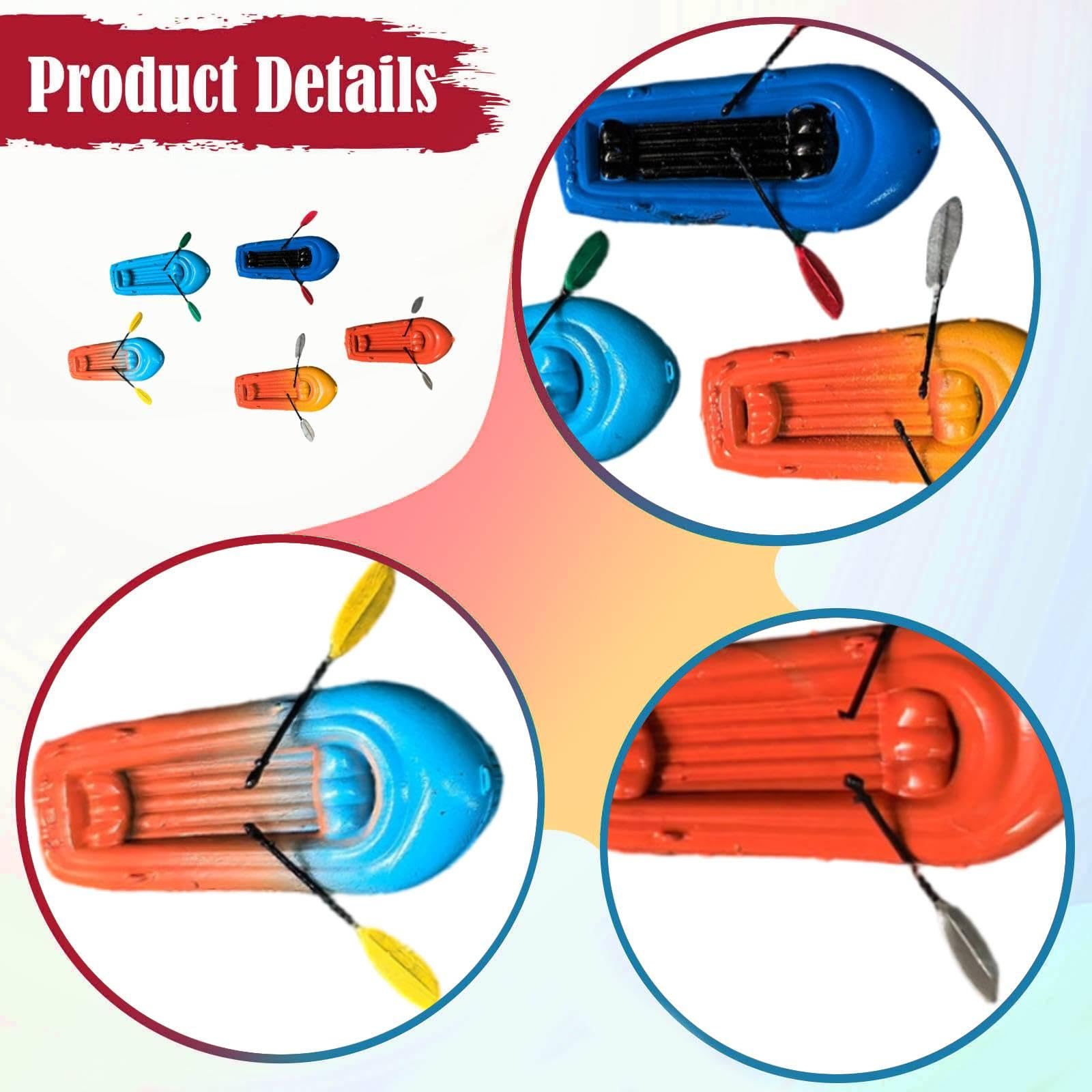 5 Pezzi Modello Kayak Bambola Miniatura Gommone Accessori Raft Barca Micro Resina Adatto per Gioco Ragazzi Decorazione Sport Acquatici Ferrovia
