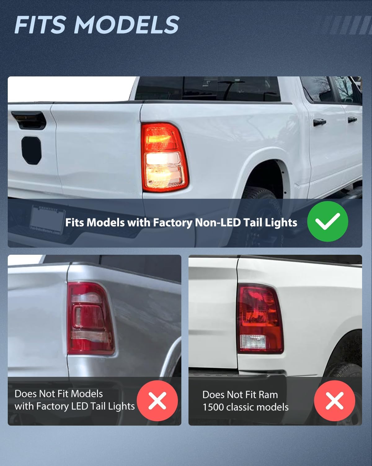 Nilight Taillight Assembly Compatible with 2019 2020 2021 2022 2023 Dodge Ram 1500 Tail Light Replacement OE Style Passenger Side with Bulbs