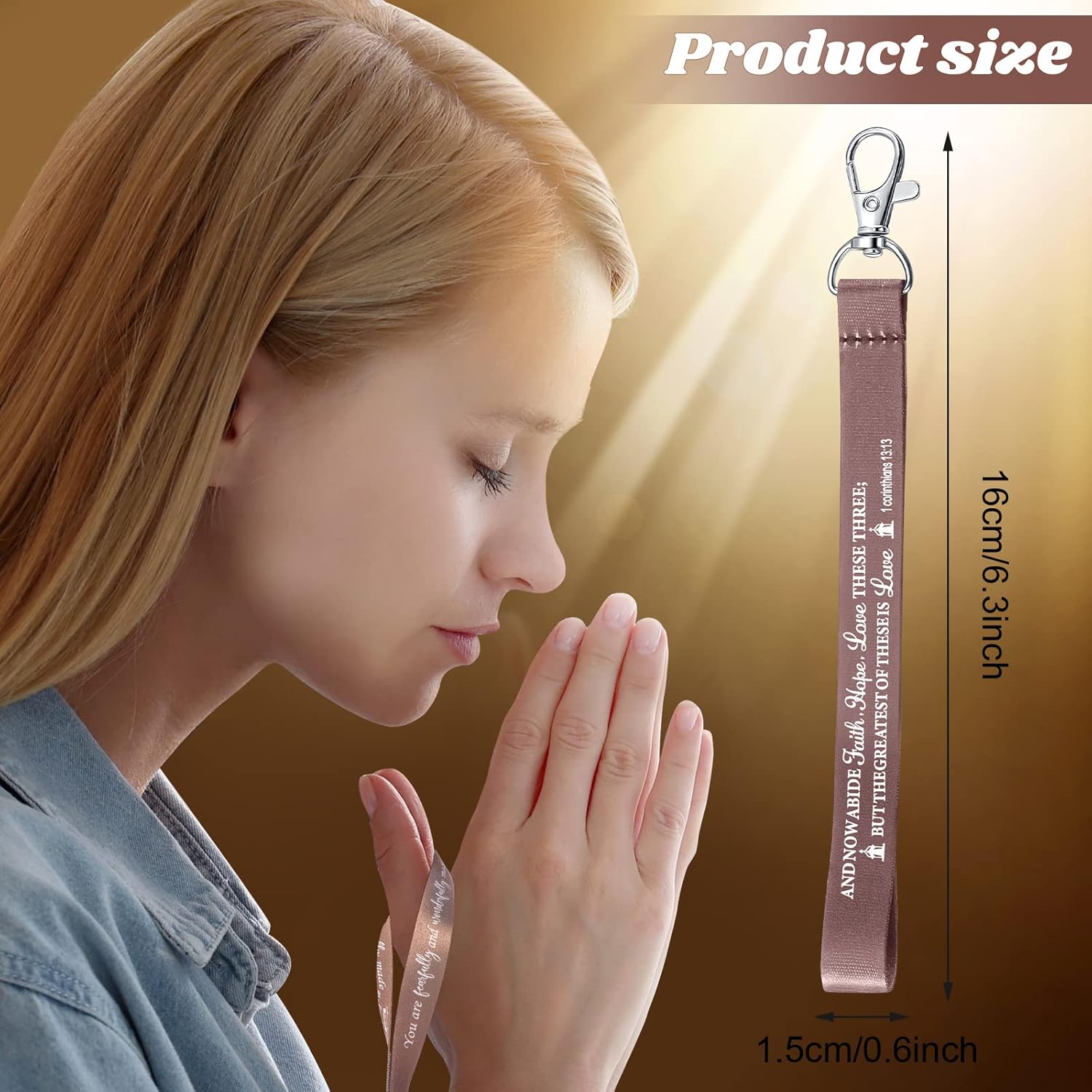 Cunno 45 PCS Christian Keychains Bulk Inspirational Bible Verse Key Chains Polyester Scripture Keyrings Religious Party Gift - Image 2