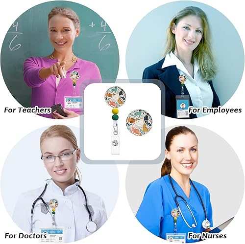 Vista 93 de Immaturus Carrete retráctil con cuentas, lindo y divertido soporte para tarjetas de identificación retráctiles, clips de insignia, llavero para Nave