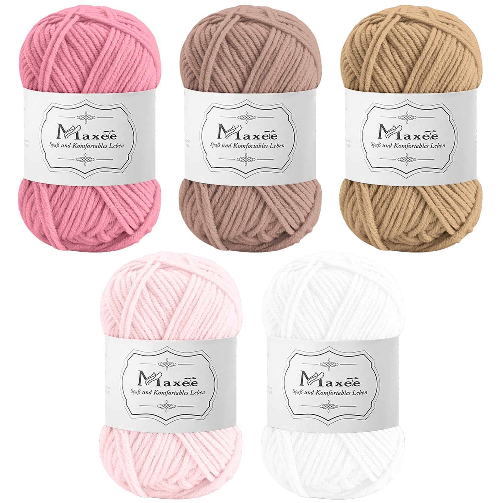 Maxee Häkelgarn 500g (50g*10 Farbe), Acryl Wolle Zum Stricken, Garn zum Häkeln und Stricken, Hand Knitting Yarn Set, Handstrickgarn Baumwollgarn für Häkeln, Wolle zum Stricken und Kunsthandwerk