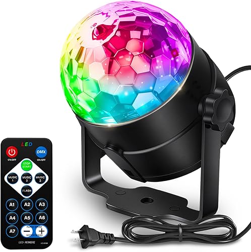 Luces de fiesta de bola de discoteca para DJ, activadas por sonido, con control remoto, lámpara estroboscópica, 7 modos, luz de escenario para el
