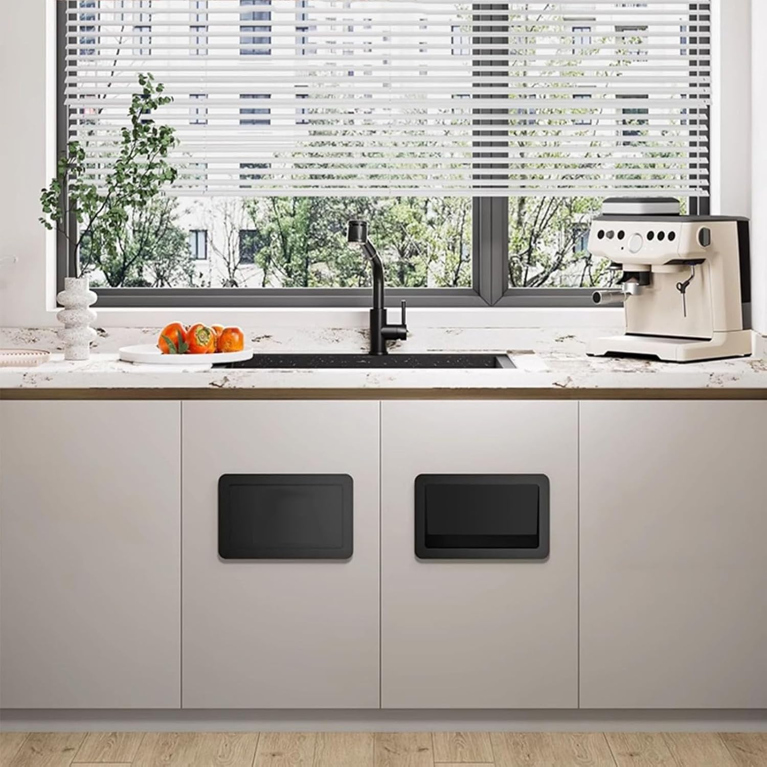 Commerical Square Built-in Cabinet Trash Can Lid, Stainless Steel Embedded Push Cover, Kitchen Countertop Garbage Can with Cover, Side Mount Trash Chute Lid,Style C