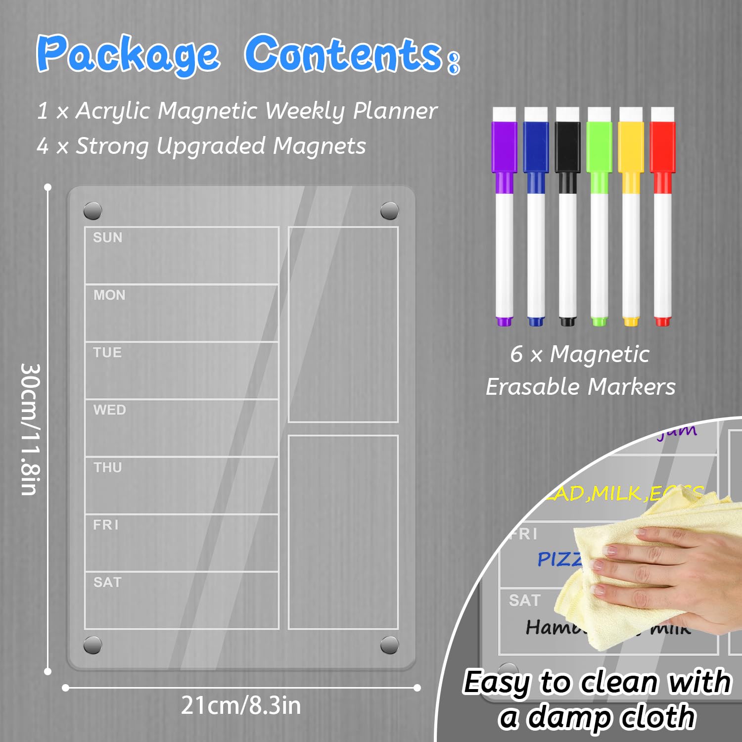 Lavagna Magnetica Trasparente Per Frigo - Calendario Settimanale E Lista Della Spesa - Foto 4