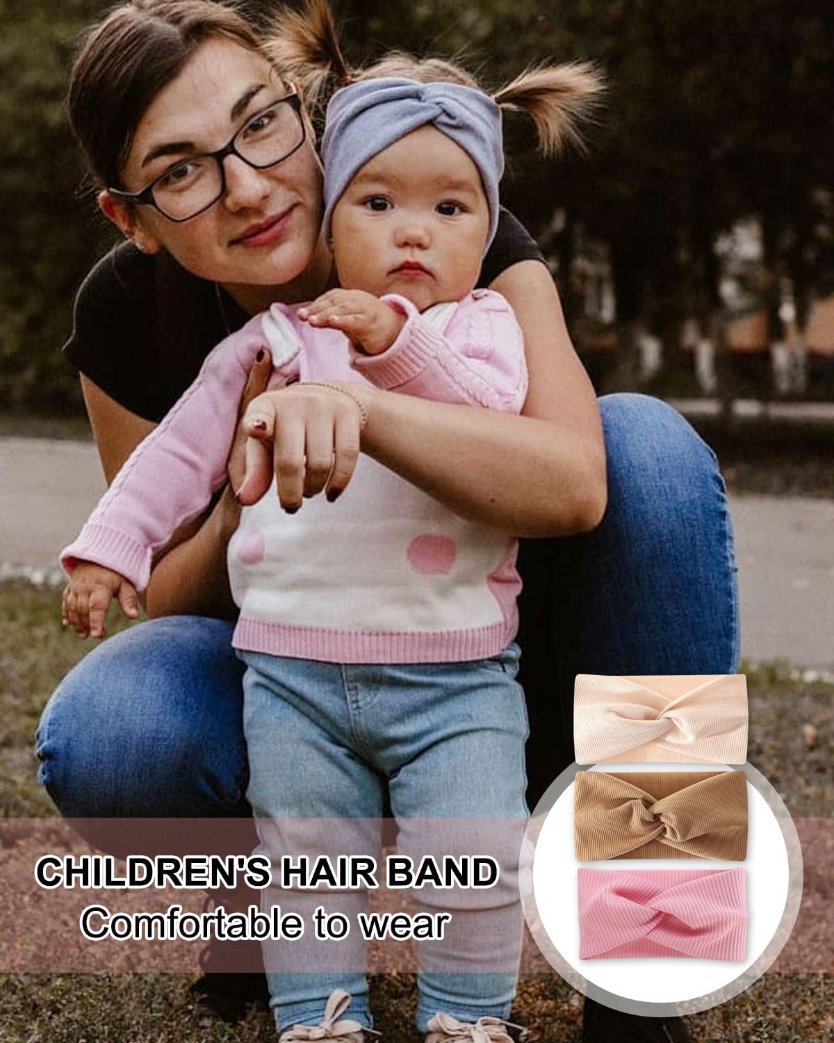 3pcs fasce capelli bambina，fasce capelli neonata，cerchietto capelli bambina，Fasce Ragazze Nylon Elasticizzato Accessori per Capelli Fatti Mano per Neonati Bambini Bambine (marrone+rosa+beige)