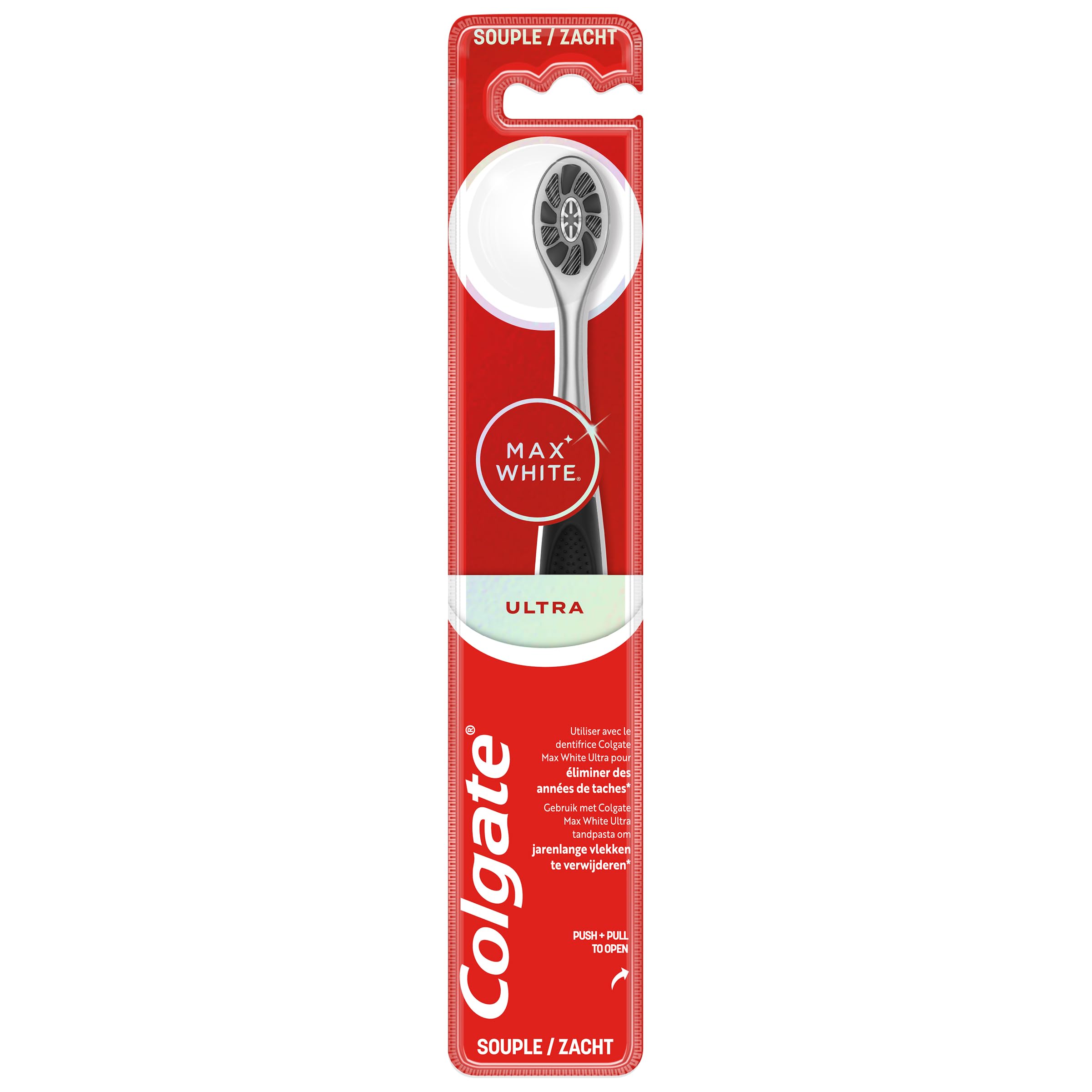 COLGATE - Ręczna szczoteczka do zębów Max White Ultra - Pasma z węglem drzewnym - Przeznaczona do usuwania plam z powierzchni