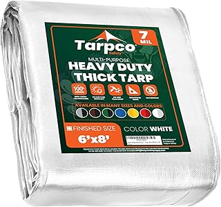 Tarpco Safety Heavy Duty 7 Mil Tarp Cover, Waterproof, UV Resistant, Rip and Tear Proof, Poly Tarpaulin with Reinforced Ed...