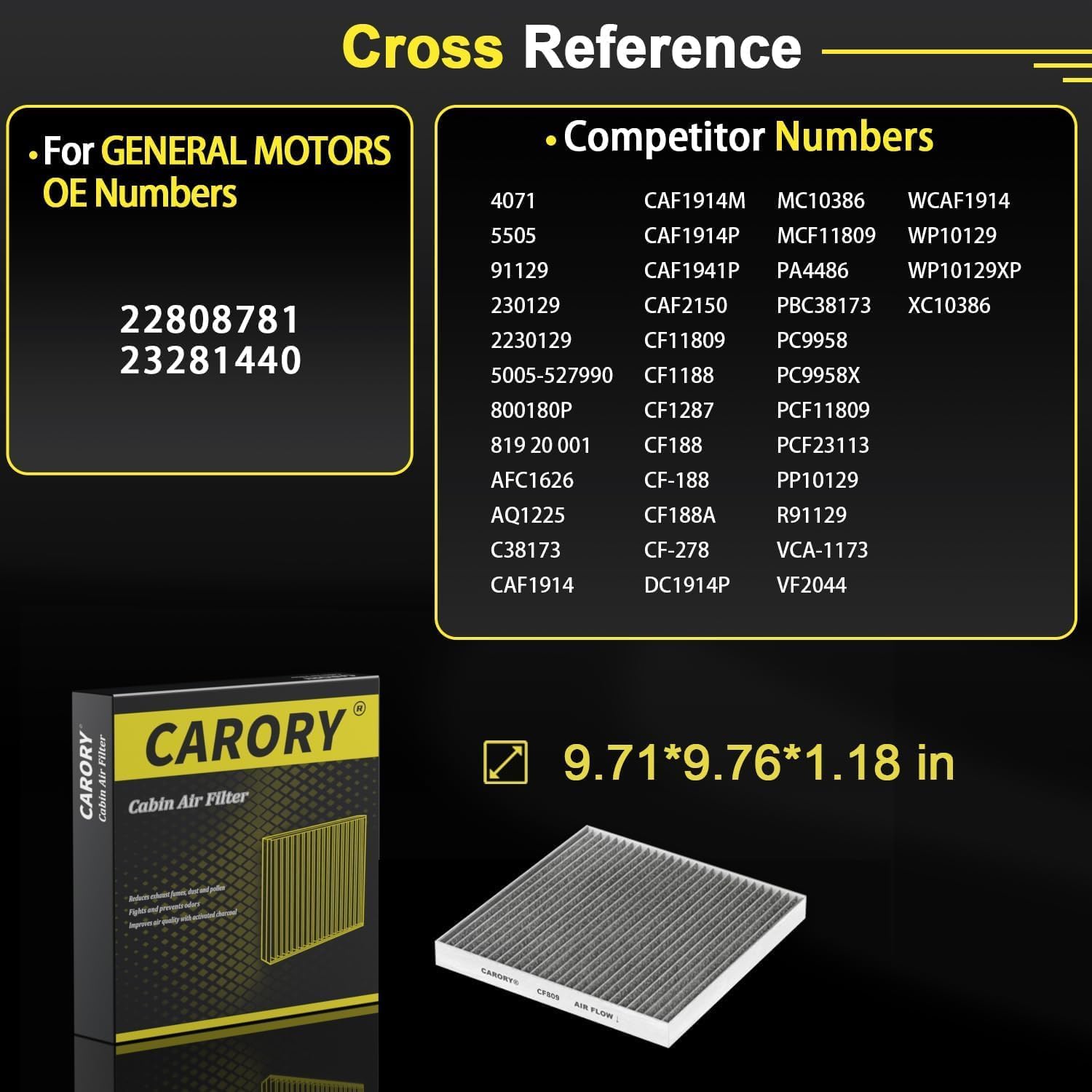 (キャロリー) キャビンエアフィルター 活性炭付き 2014-2022年式シボレー、キャデラック、GMCモデル用 - Silvera