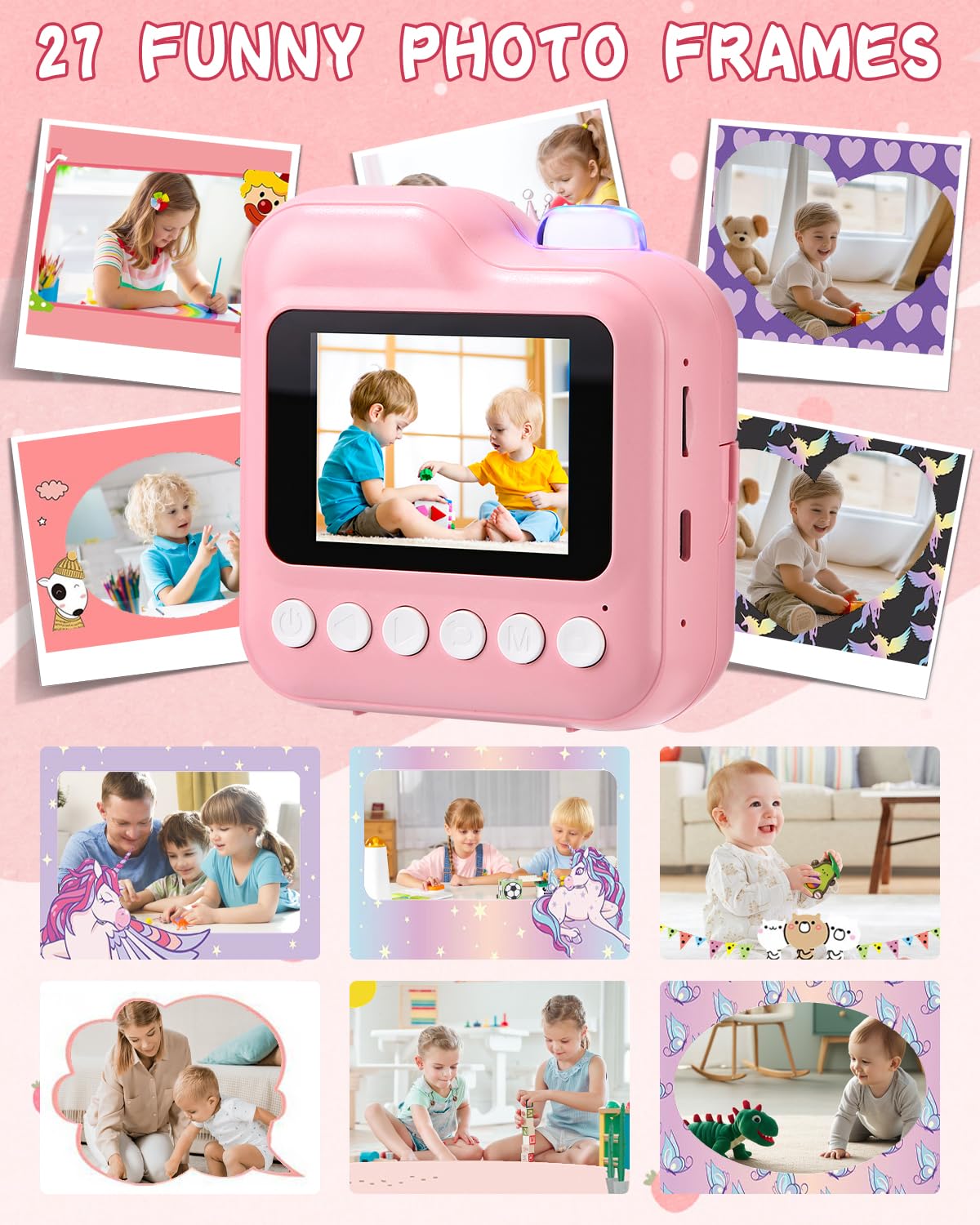 Ixydor bambini fotocamera istantanea, 1080P 2,4 pollici schermo fotocamera digitale bambini con 3 rotoli di carta di stampa e 32 GB di carta, regali per ragazzi e ragazze 3-12 anni