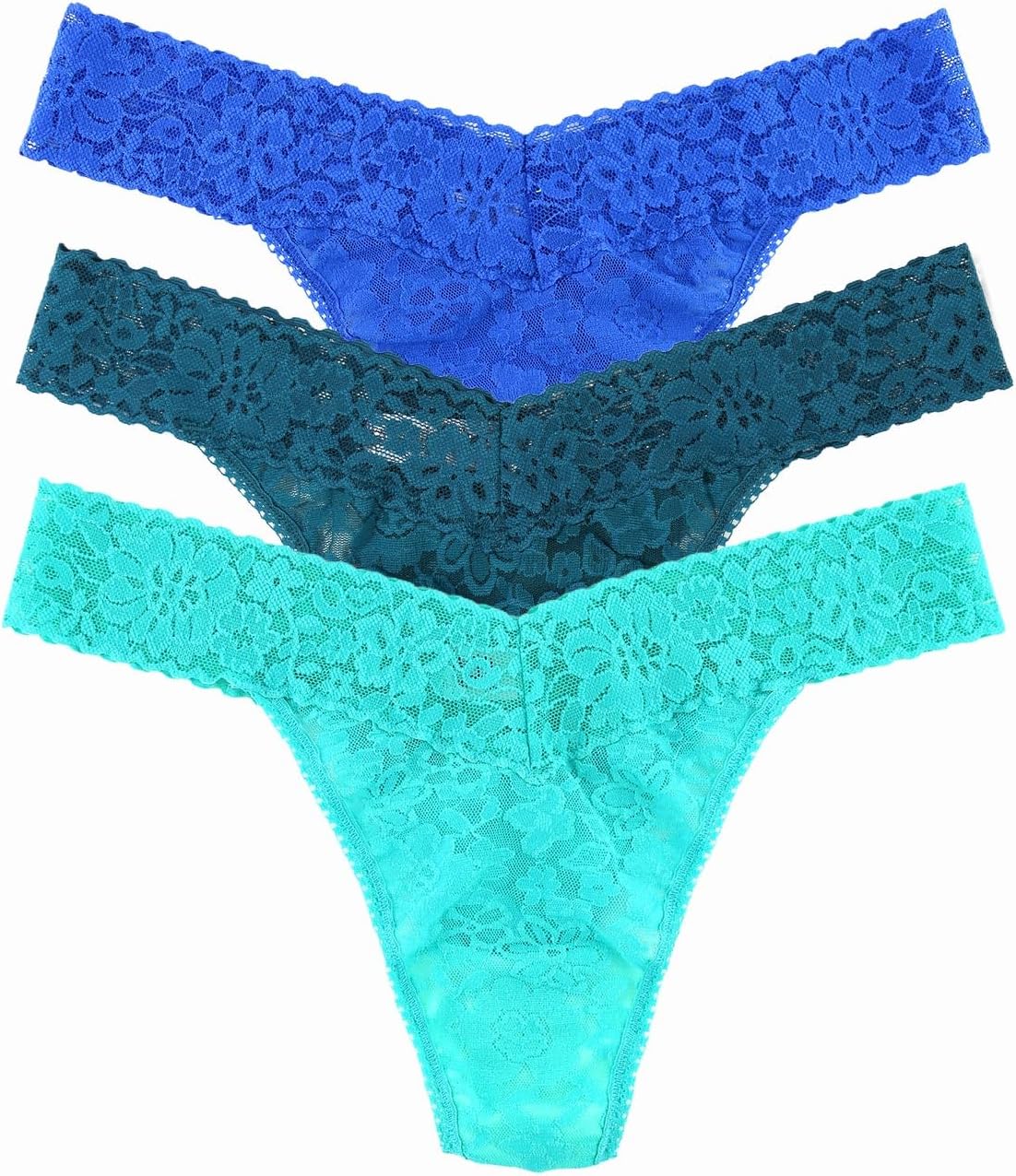 hanky panky - Daily Lace Original Rise Thongs for Women 3 Pack | One Size (4-14) | Lacy thong underwear, lingerie panties