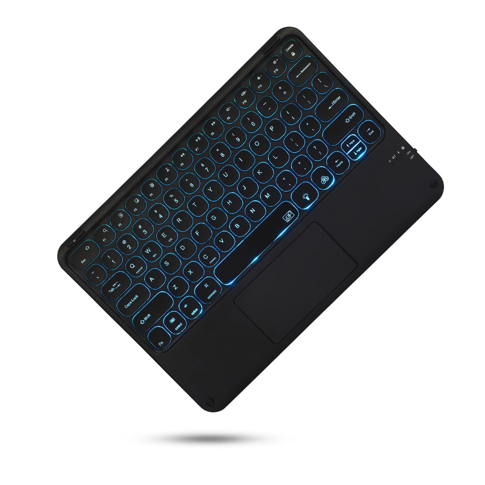 TouchPad Étui clavier pour iPad 9.7 2018/2017 / iPad Air 2 / iPad Air Air 7 couleurs rétroéclairées amovibles sans fil clavier rond, étui intelligent magnétique avec porte-crayon, noir