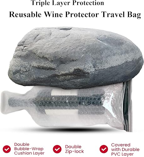 Miniatura 7 de Bolsa de vino reutilizable  10 paquetes de protector de viaje para botellas de vidrio de viaje, doble capa de amortiguación de burbujas para avión,