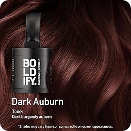 BOLDIFY Hairline Powder (LARGE, 10g) - Root Touch Up Hair Color for Gray Coverage - Bald Spot Concealing Hair Powder for Women & Men - 24-Hour Stain-Proof - Dark Auburn