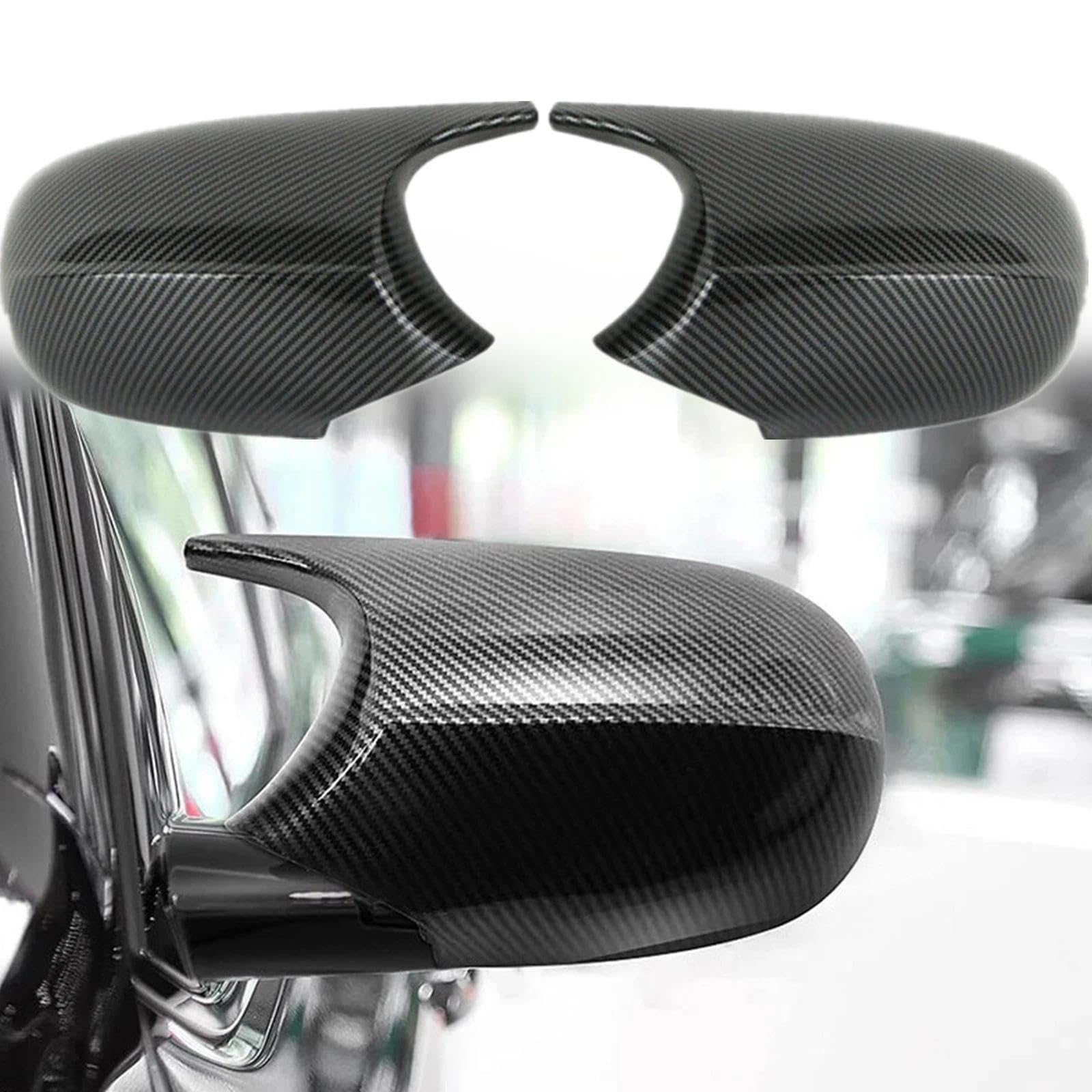 1 Paar Carbon Pattern Spiegelkappen Auto Rückspiegel Kappe Rückspiegelgehäuse für BMW 1 3 Series E87 E81 E82 E90 E91 E92 E93 LCI 2008-2015