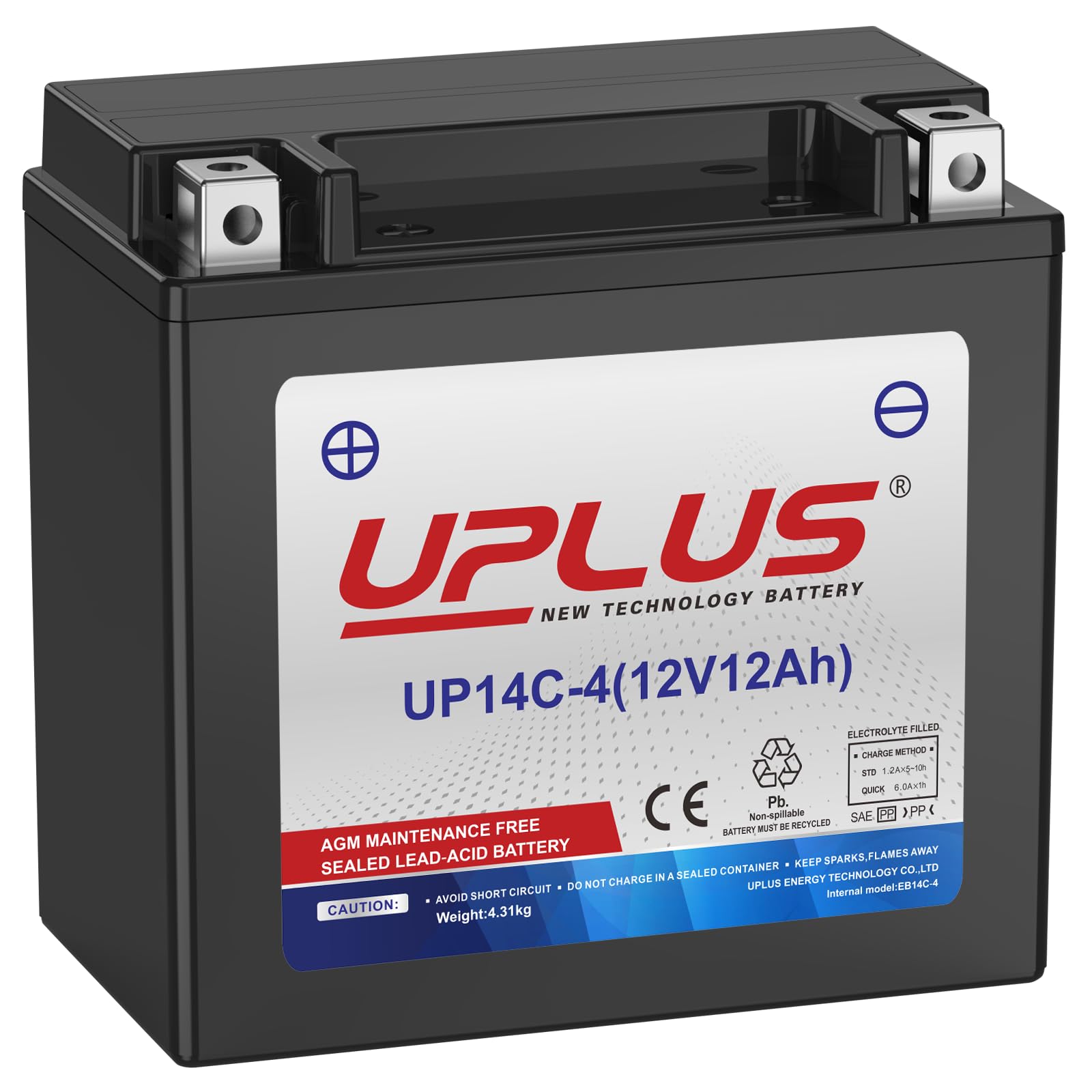 UPLUS Motorcycle Battery UP4-3-I Agm Battery, 12V 3Ah SLA Batteries Maintenance Free Scooter ATV replace for-TX4L-BS | Confirm size before order 113L x 70W x 85H(mm) — view 14
