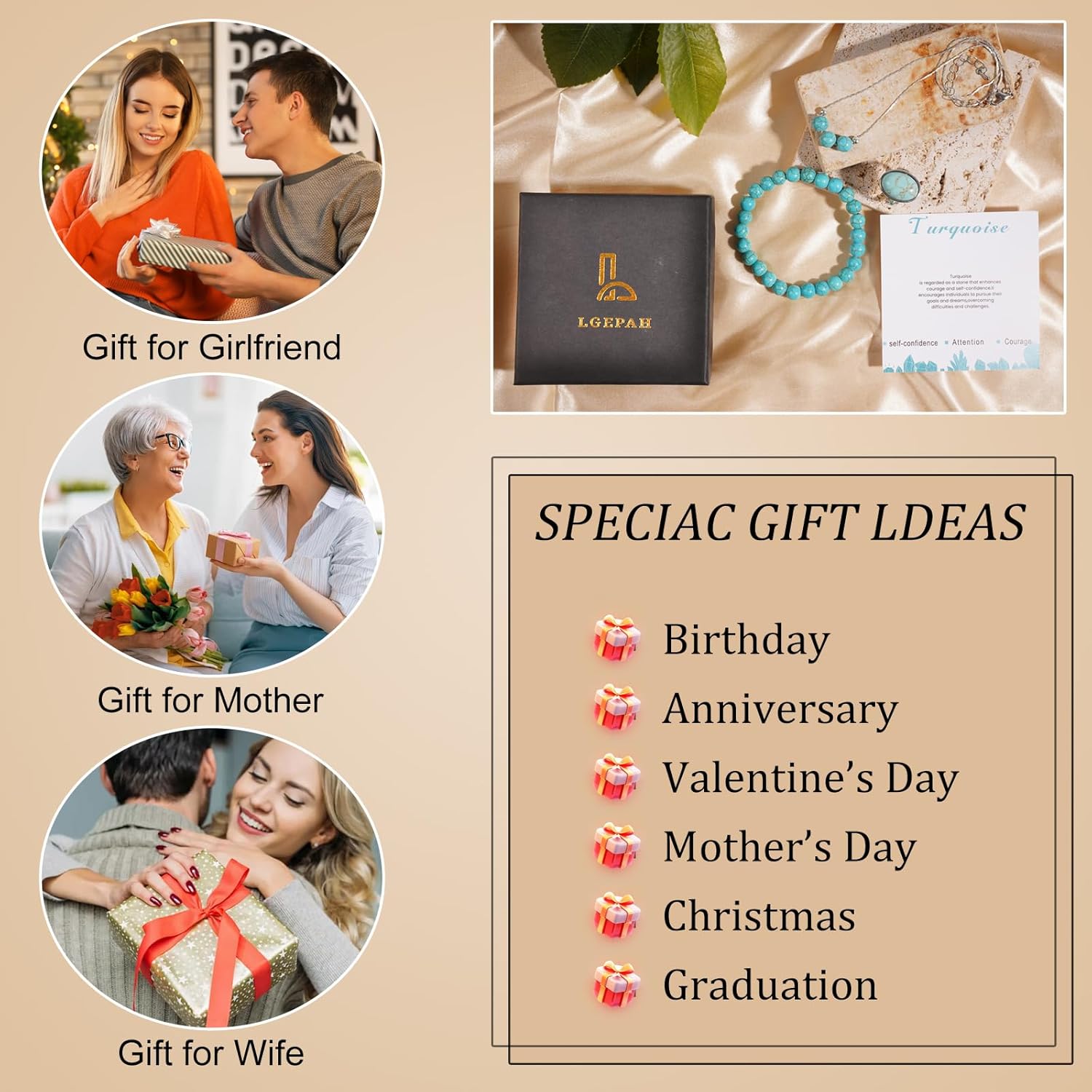 3PS Clear Quartz Bracelet-Necklace-Ring Set,8MM Healing Crystals Bracelets April Birthstone Necklace Crystal Rings White Jewelry Set for Women, Inspirational Gifts for Women Girls - Image 6