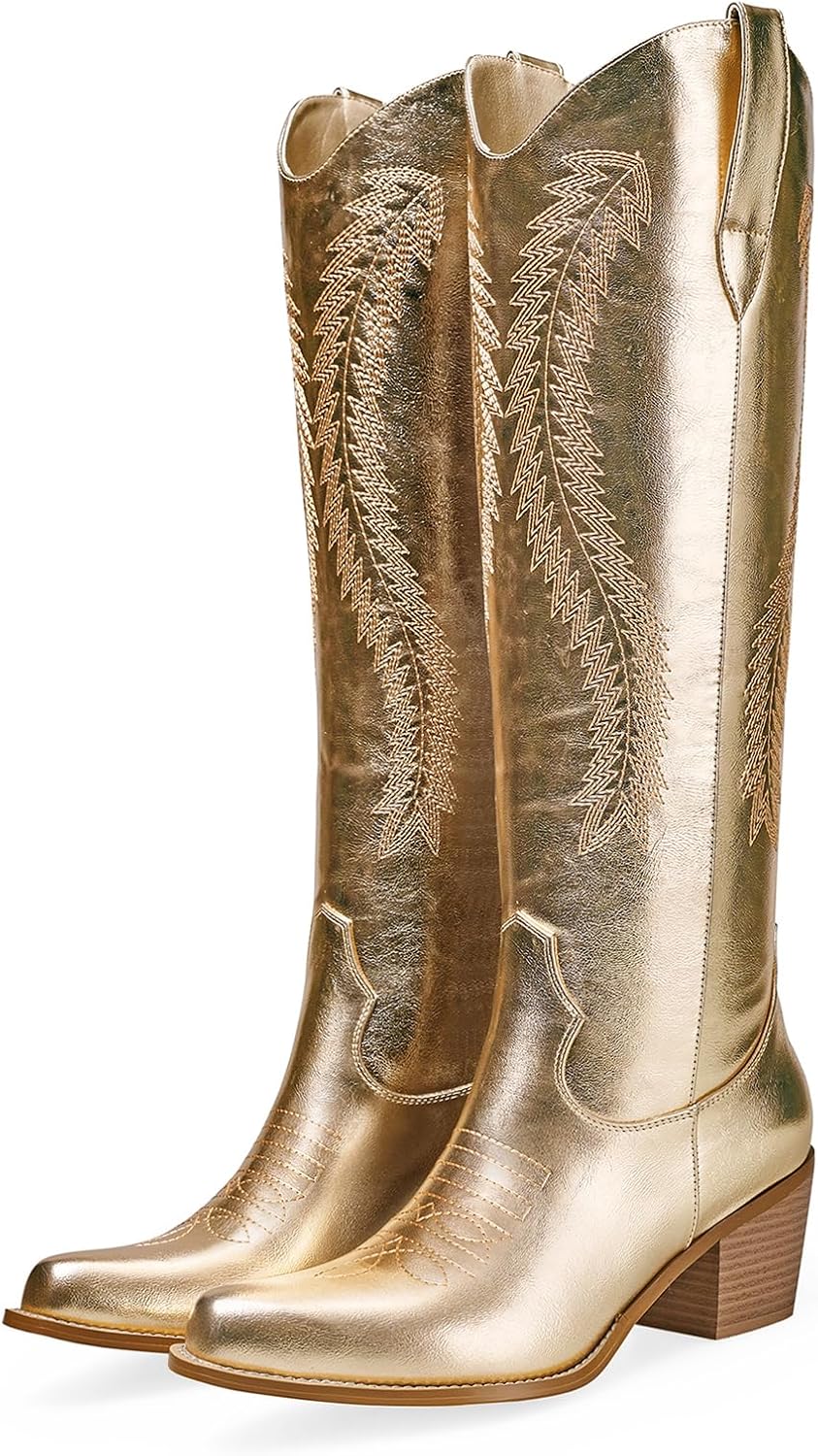 RKQ Women's Cowboy Boots - Embroidered Sparkle Design